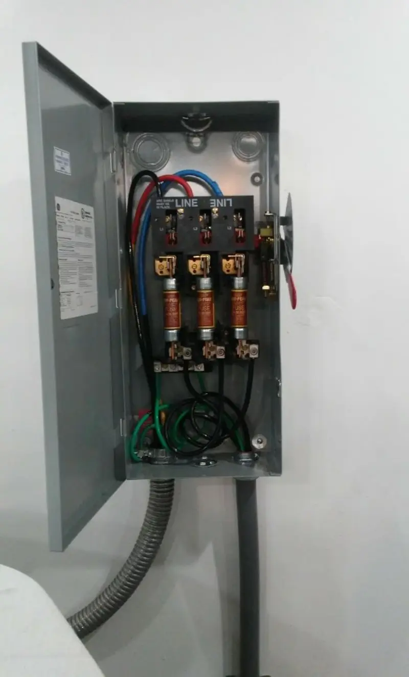 Three-phase disconnect switch installed for Electrical Wiring & Rewiring in Bath
